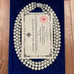 Jackie Kennedy Three Strand Pearl Necklace Reproduction